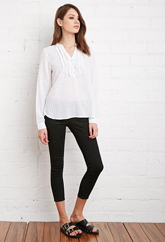Forever21 Ruffled Check Pattern Blouse