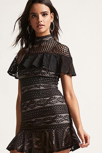Forever21 Selfie Leslie Geo Lace Mini Dress