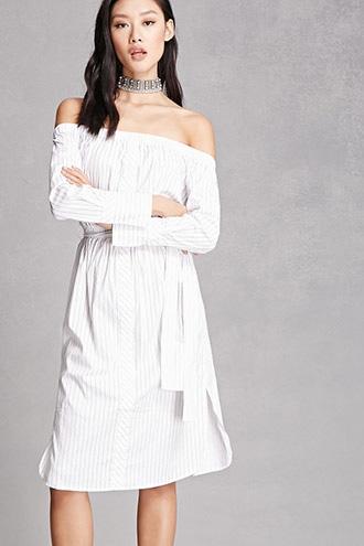 Forever21 Belted Pinstripe Dress