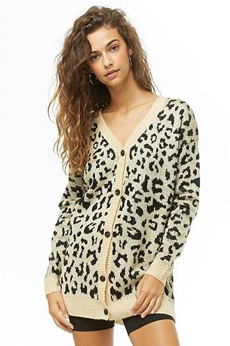 Forever21 Longline Cheetah Print Cardigan