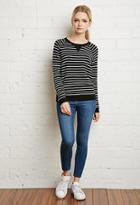 Forever21 Striped French Terry Sweater (black/ivory)