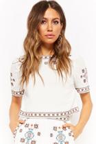 Forever21 Abstract Embroidered Top