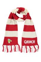 Forever21 The Grinch Striped Embroidered Oblong Scarf