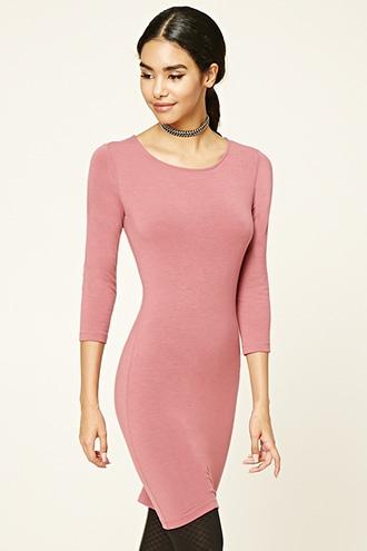 Forever21 Women's  Mauve Heathered Bodycon Dress