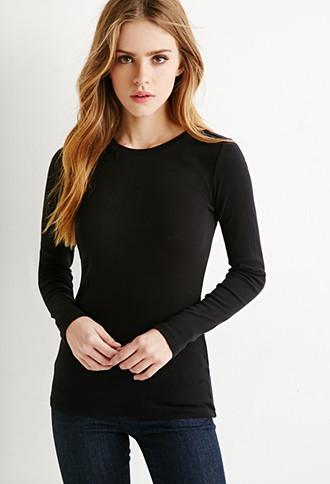 Forever21 Plus Women's  Classic Cotton Tee (black)