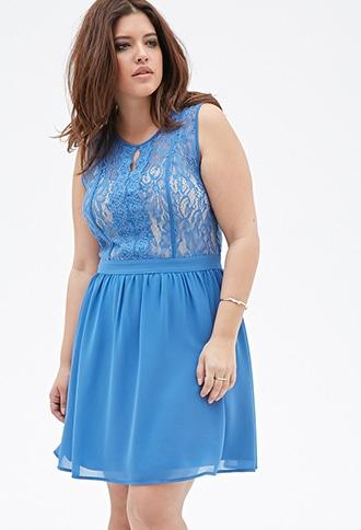 Forever21 Plus Size Eyelash Lace Combo Dress