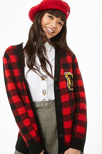 Forever21 Mickey Mouse Checkered Cardigan
