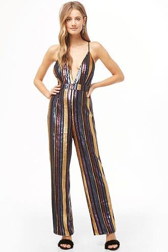 Forever21 Plunging Sequin Jumpsuit
