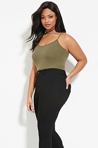 Forever21 Plus Women's Olive Plus Size Classic Knit Cami