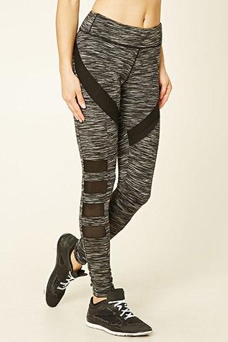 Forever21 Women's  Black & Grey Active Space Dye Leggings
