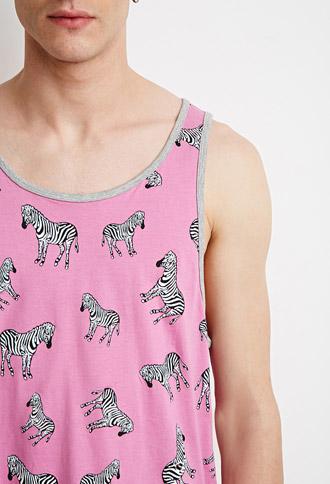 21 Men Zebra Print Tank Pink/black X-small