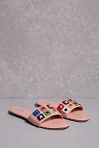 Forever21 Geo Studded Faux Patent Slides