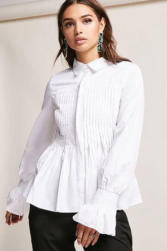 Forever21 Pintuck Bell-sleeve Shirt