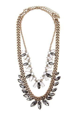 Forever21 Faux Gemstone Necklace Set (blush/gold)