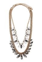Forever21 Faux Gemstone Necklace Set (blush/gold)