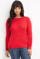 Forever21 Plus Women's  Plus Size Classic Crew Neck Sweater (red)
