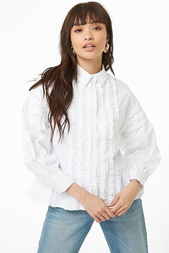 Forever21 Ruffle Flounce-hem Shirt