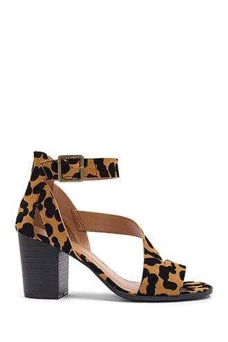 Forever21 Qupid Cheetah Print Ankle-strap Heels