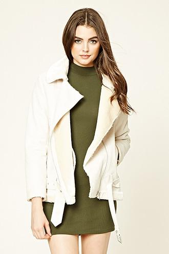 Forever21 Women's  Faux Fur-lined Moto Jacket