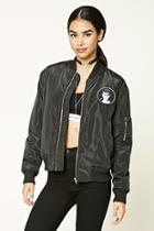 Forever21 Women's  Cry Baby Patched Bomber Jacket