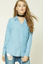 Forever21 Chambray High-low Shirt