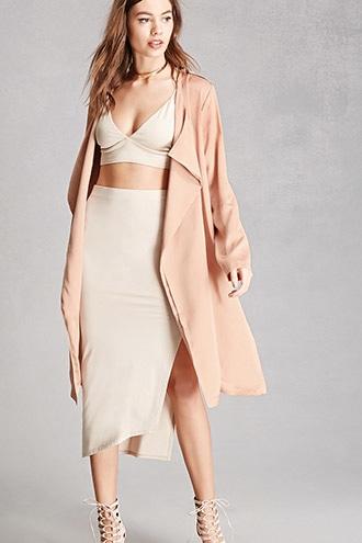 Forever21 Women's  Satin Longline Jacket