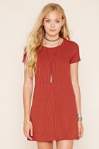 Forever21 Women's  Rust Ribbed Knit T-shirt Dress