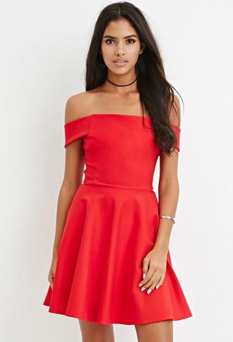 Forever21 Off-the-shoulder Fit & Flare Dress