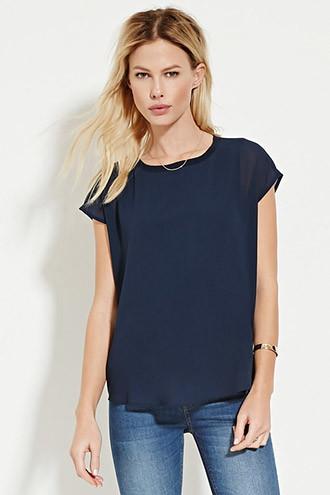 Forever21 Women's Semi-sheer Crepe Top