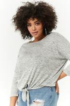 Forever21 Plus Size Marled Tie-front Top