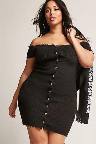Forever21 Plus Size Ribbed Off-the-shoulder Dress