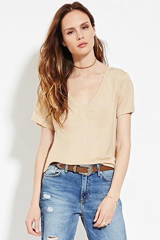 Love21 Women's  Contemporary V-neck Tee