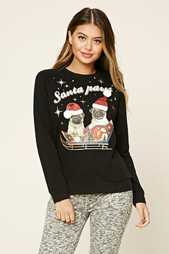 Forever21 Women's Santa Paws Fleece Pj Sweatshirt