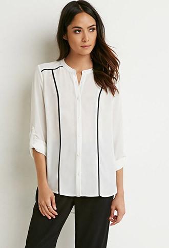 Forever21 Contrast-piped Blouse