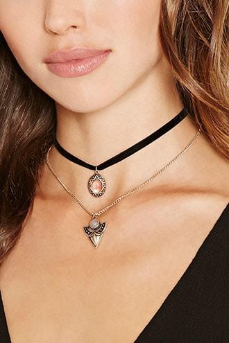 Forever21 Faux Stone Choker Set
