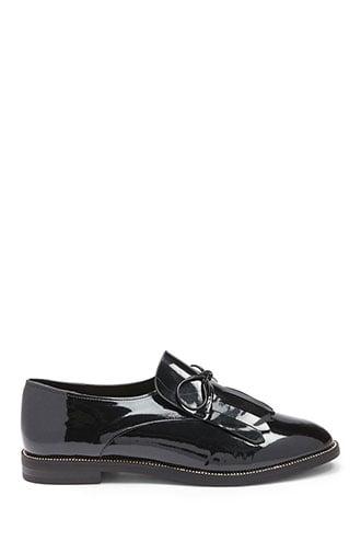 Forever21 Fringe-trim Faux Patent Oxfords