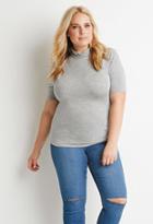 Forever21 Plus Women's  Slouchy Mock Neck Tee (heather Grey)