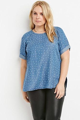 Forever21 Plus Size Abstract Print Chambray Top