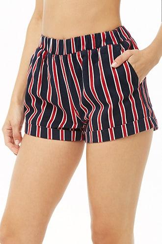 Forever21 Striped Cuffed Mini Shorts