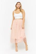 Forever21 Plus Size Floral Sheer Mesh Tulle Skirt