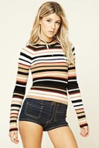 Love21 Women's  Black & Rust Contemporary Sweater Top