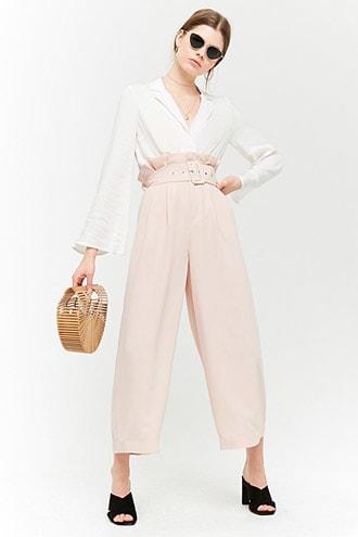 Forever21 High-rise Belted Palazzo Pants