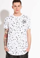 21 Men Sik Silk Splatter Print Curved-hem Tee