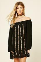 Forever21 Women's  Embroidered Crochet-hem Dress