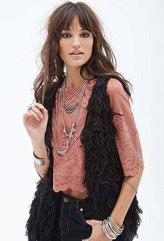 Forever21 Boxy Mesh Lace Top