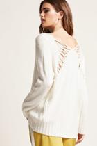 Forever21 Lace-up V-neck Sweater