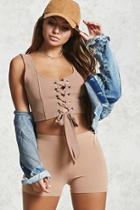 Forever21 Satin Lace-up Crop Top