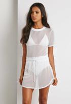 Forever21 Women's  Mesh Drawstring Waist Dress (white)