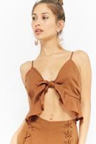 Forever21 Woven Tie-front Cropped Cami