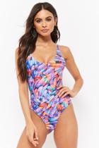 Forever21 Kulani Kinis Feather Print One-piece Swimsuit